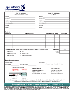 Express Ramps Order Form